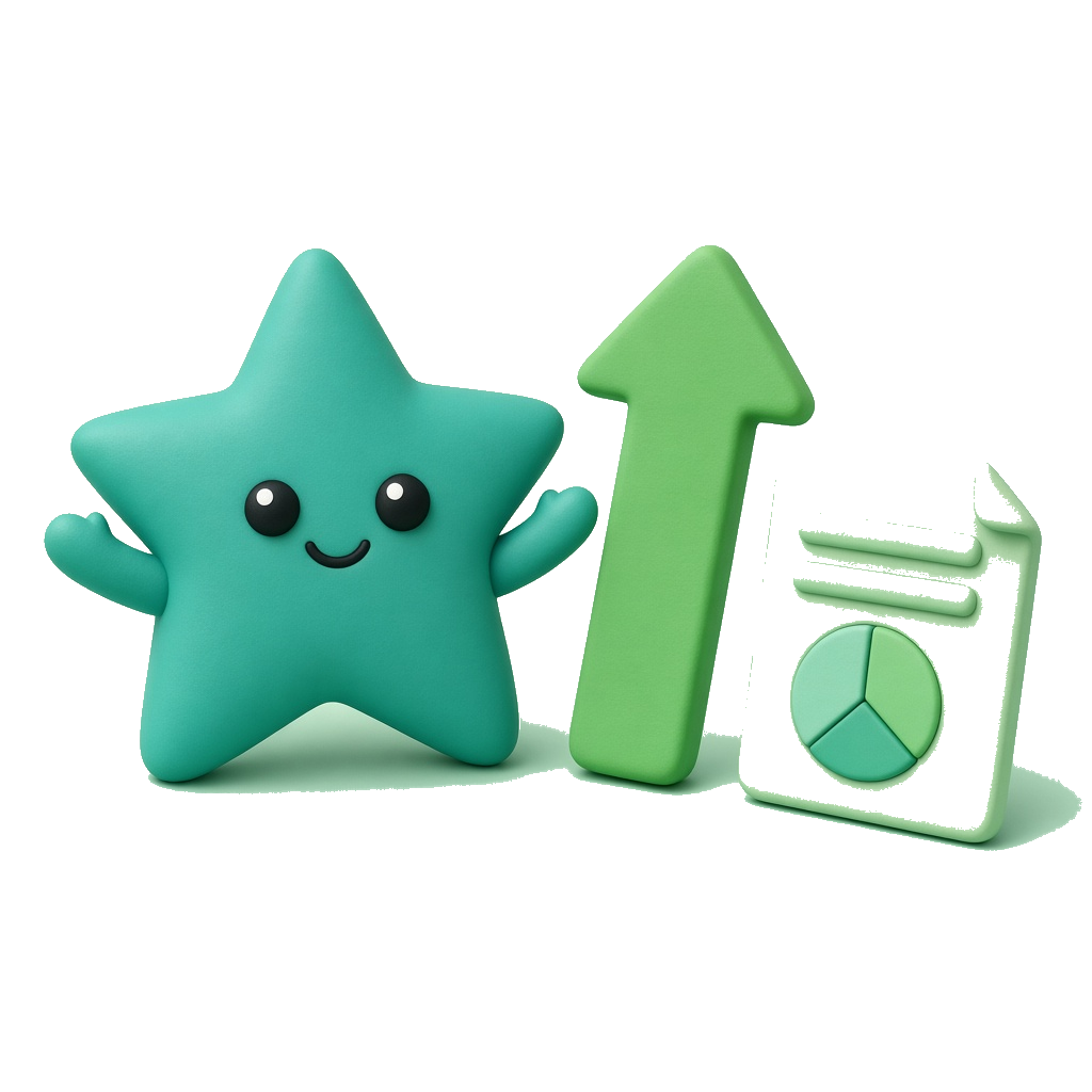 Teal star mascot celebrating agent results