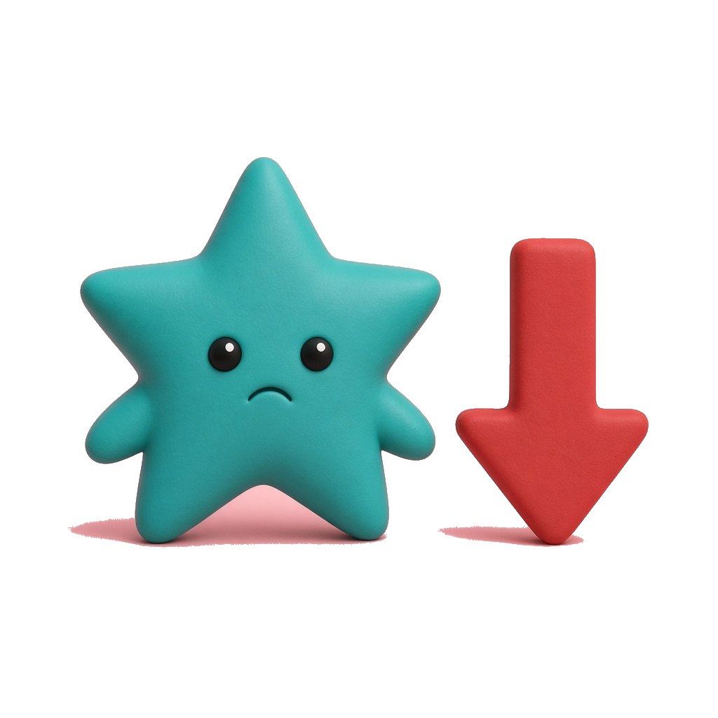Teal star mascot worried about ads and cost