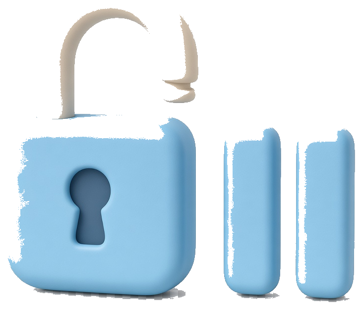 3D unlocked padlock and pause control