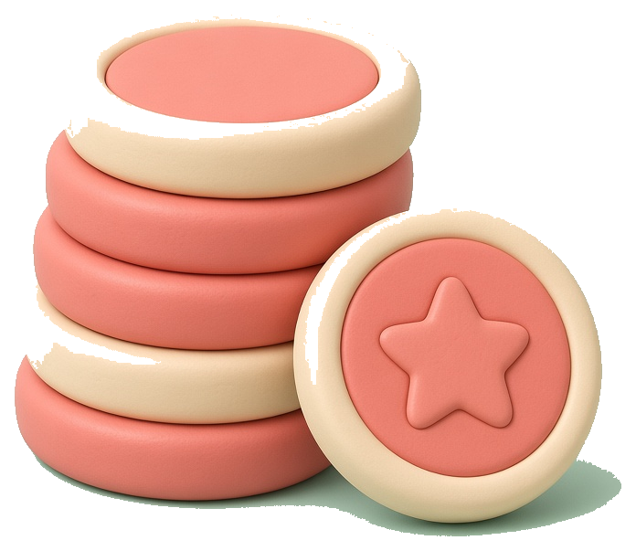3D coin stack and credit chip
